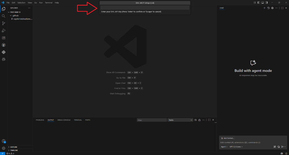 Tragen Sie hier Ihren DHL API Key ein und bestätigen Sie die Eingabe