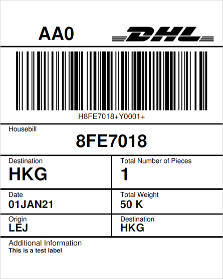 Air Freight House Waybill Label